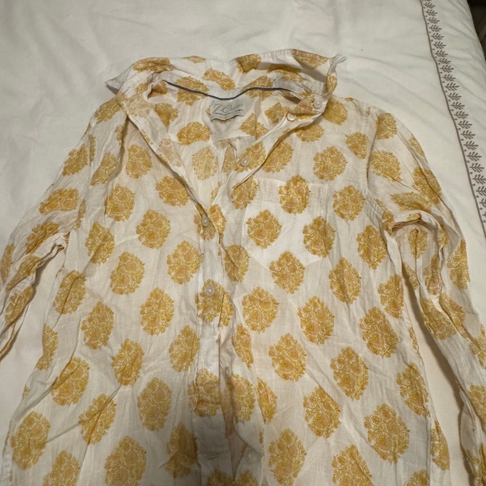 J. Crew Yellow and White Button Down Shirt